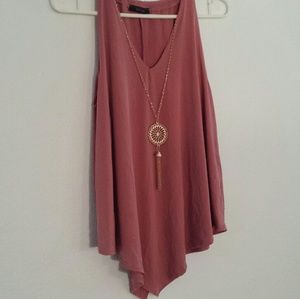 Women's sleeveless blouse with attached necklace